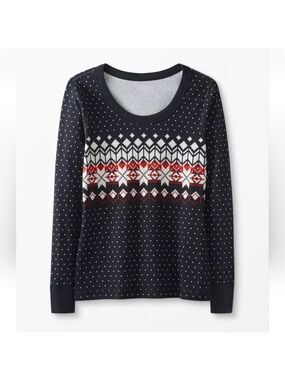 HANNA ANDERSSON | Fair Isle Long John Top Pajama Organic Cotton sz M